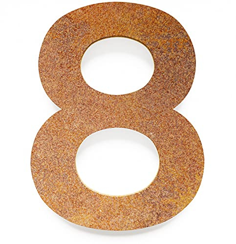 Numero civico vintage, resistente alle intemperie, prodotto in Germania, INOXSIGN (SOLID altezza: 200 mm, spessore materiale: 2 mm, numero civico 8)
