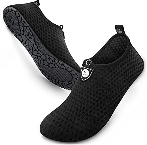 SIMARI Wasserschuhe Damen und Herren, schnelltrocknend, Barfuß, für Outdoor, Strand, Schwimmen, Sport, Yoga, Schnorcheln 501 circular black , EU 42/43, SWS001