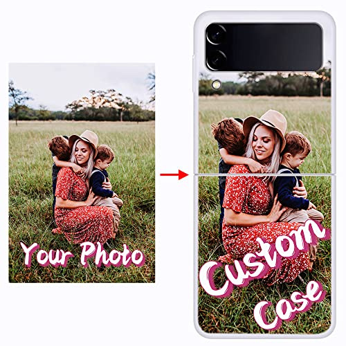 VKDHEGG Unique-Custom-Gift Personalised Photo Slim Clear Case Compatible with Samsung Galaxy Z Flip 3 4 5G, Customise Picture Premium Thin Transparent Hard PC Phone Cover For Fold 2 5G