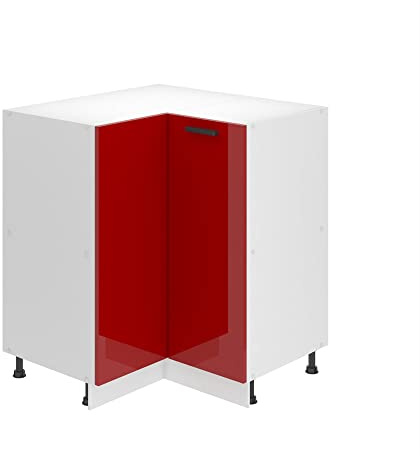 Belini Eckschrank SNP 90 cm, ohne Arbeitsplatte, Rot Hochglanz | Unterschrank Küche, Küchenunterschrank Breite, Eckschrank mit 1 Tür