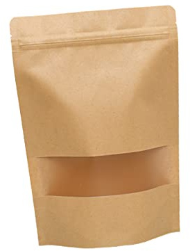 COHEALI Sachet Alimentaire Auto-Scellant en Papier Kraft Fenêtre Lot de 100 9X14 3 Cm Refermable pour Bonbons Biscuits Fruits Secs Thé Noix Usage Marchés Magasins Cafés Restauration à Emporter