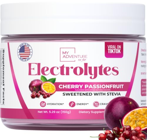 Zero Sugar - Cherry Passionfruit Electrolytes Powder - Refreshing Hydration - Caffeine Free Energy with All Natural Ingredients - Vegan, Keto, Paleo - Sugar Free Electrolytes Drink Mix - 30 Servings