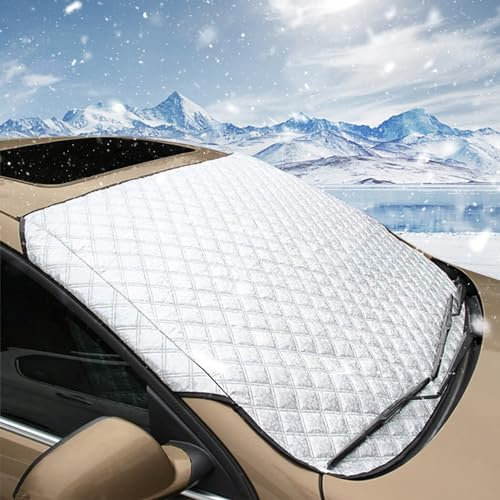 Petnice Car Windshield Cover, Windscreen Sun Shade Snow UV Ice Protection,Car Window Sun Shade Front Screen,Snow Cover All Season Winter/Summer (Standard Size)