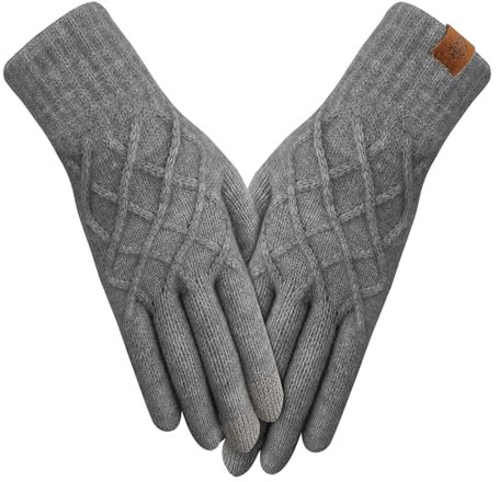 AYPOW Winter Thermo Strickhandschuhe Damen, Modische Slouchy Touchscreen Handschuhe mit Fleece Futter, Warm Dehnbare Handschuhe, Tägliche Outdoor Aktivitäten Winterhandschuhe, Geschenk Frauen Damen