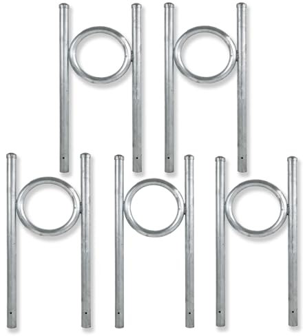 TRUTZHOLM 5x Fahrradanlehnbügel 115 x 53 cm Stahl feuerverzinkt Rohrdurchmesser Ø 50 mm Fahrradständer zum Einbetonieren inkl. Bodenqueranker Parker Diebstahlschutz Fahrradanlehner für je 2 Fahrräder