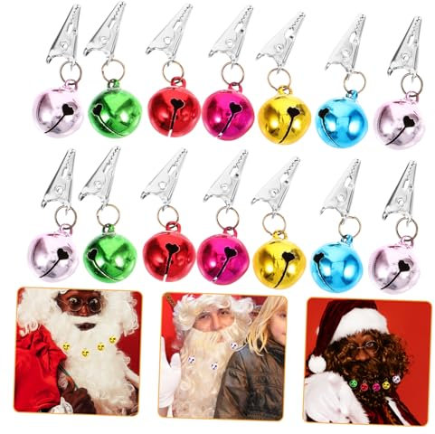 WOFASHPURET 24stücke Teiliges Weihnachts-bartclip Bunten Glocken Leichte Metall Plastikornamente Sicherer Haarschutz Vielseitig Für Festtagsdeko Partyzubehör Und Weihnachtsmann-Cosplay Geeigne