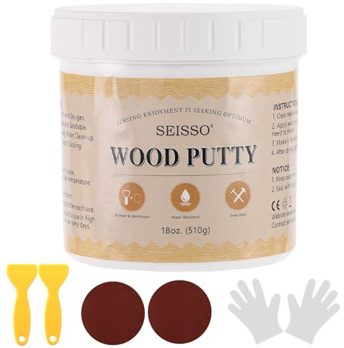 SEISSO Wood Filler, 500g White Wood Repair Putty, Furniture Repair Set for Repairing Scratches, Stains, Cracks, Hole, Table, Bed, Cabinet, Paintable Stainable & Quick Drying (White)