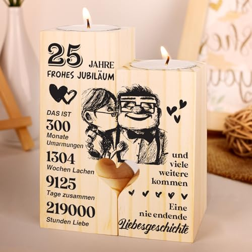 Silberhochzeit Geschenk, 25 Hochzeitstag Geschenk für Sie, Ihn, Freunde - Kerzenständer Geschenke zur Silberhochzeit, Silberhochzeit Geschenkideen, Silberhochzeit Deko, Geschenk Zum 25 Hochzeitstag