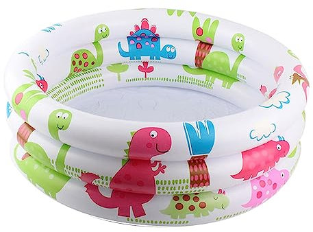 Dualoai Piscine Gonflable Dinosaure pour Enfants, Piscine Dino, Pataugeoire Ronde pour Bébé pour L'extérieur et L'intérieur, Boule de Billard/pêche/Centre de, 60CM