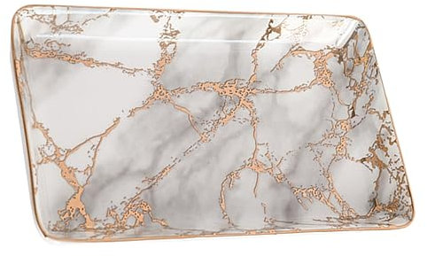 Holibanna Vassoio Portagioie in Decorativo Venature in Dorato Piatto Espositore Per e Accessori Vassoio Portaoggetti Per Scrivania e Casa Taglia