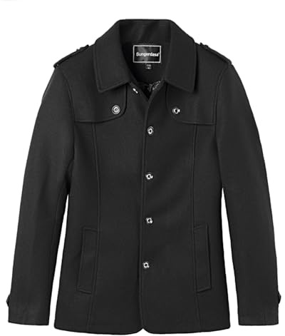 Sungerdasa Cappotto da Uomo in Lana Corto Trench Cappotti Giacche Elegante Trincea Cappotto Invernale Business Calda Invernale Coat in Caldo Imbottito Foderato