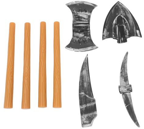 VALICLUD 4-teiliges Zwerg Kostüm Set Mit Realistischer Spitzhacke, Sense, Doppelaxt Und Schaufel, Leichtes Tragbares Party Bühnenrequisit Für Halloween Cosplay Und Rollenspiele