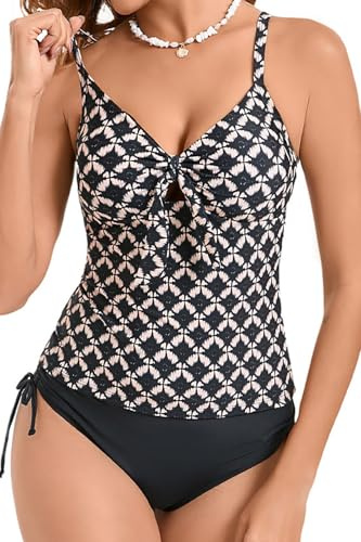 Viloree Conjunto de Tankini para Mujer Traje de Baño Dos Piezas Elegante Bikini Ajustable Acolchado Impresión