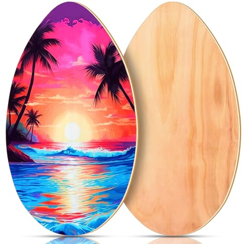 Soulchen Skimboard mit Hochglanz-Klarlack aus Holz, Skimboards für Anfänger, Kinder, Jugendliche, Erwachsene und alle Skimming-Skimboards