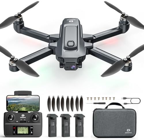 DEERC D35 GPS Drohne mit 4K Kamera für Anfänger, 60 Min. Flugzeit | Faltbare RC Drohnen für Erwachsene, Follow-Me, Auto Rückkehr, Bürstenlosem Motor, 5G-Übertragung, 3 Akkus