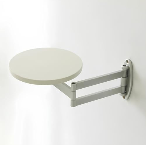Wand Montierter, Zusammenklappbarer Runder Tisch 24/30 cm Teleskopische Längenverstellung, An Der Wand Montierter Kleiner Schreibtisch(White,24cm)