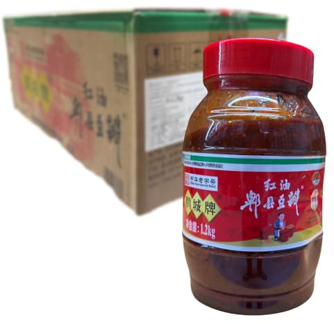JUAN CHENG - Salsa de Habas con Chile Doubanjiang - 8 x 1,2 kg | Pasta fermentada de soja y habas estilo Sichuan - sabor auténtico y picante intenso para wok, mapo tofu y guisos