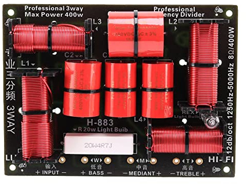 Agmoctz 400W 3 Wege Frequenzweiche Teiler HiFi HochtöNer TieftöNer Lautsprecher Frequenzweiche 1250H/5000HZ mit Hochtonschutz