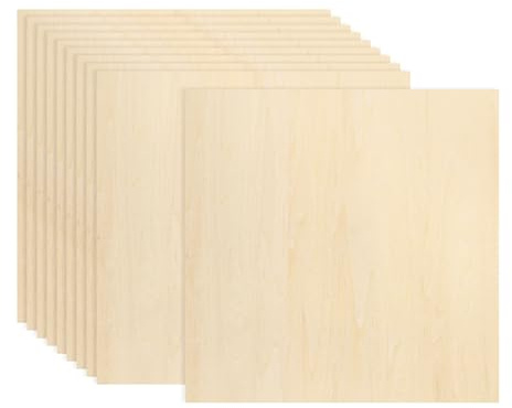 QUARKZMAN 10Pcs Fogli Di Tiglio 20 x 20 x 3mm Pannelli Di Legno Compensato Leggero/Resistente Per Pittura, Casette Delle Bambole, Modellismo Aeronautico