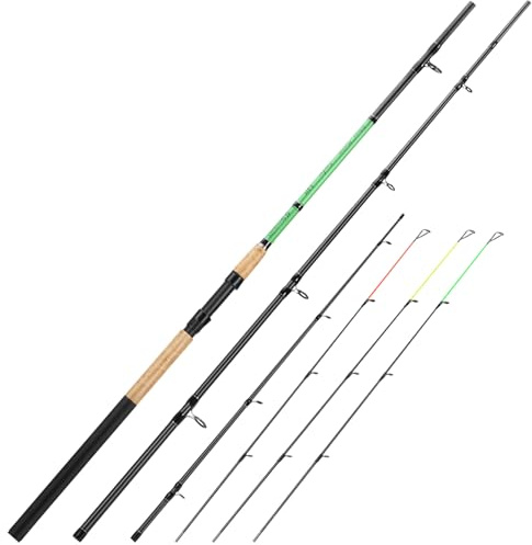 Sougayilang 3-teilige Feeder- und Karpfenrute, Angelrute aus Kohlefaser, 11ft und 12ft, mit 3 Spitzen (S, M, L), Eva + Korkgriff, leichtes Design für das Karp Angeln von Süßwasserfischen-3.6