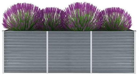 Trädgårdsbädd av galvaniserat stål 240 x 80 x 77 cm – grå, hållbar och väderbeständig, perfekt för grönsaksodling och trädgårdsskötsel