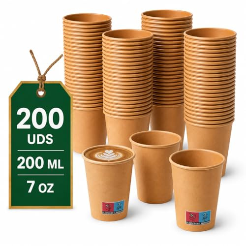 LAN&LAN Kaffeebecher aus Karton 200 Stück | Stabile To-Go Pappbecher für Kaffee & Heißgetränke | Hitzebeständige Einwegbecher | Ideal für Gastronomie, Café, Bäckerei, Catering, Büro | 200ml