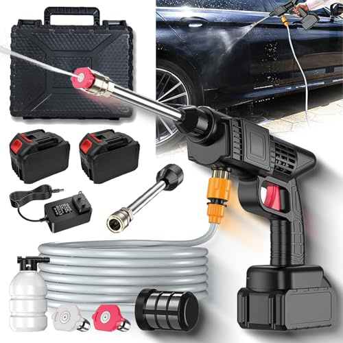Portable Jet Power Washer, 2026 New Cordless Pressure Washer 2.0, 435PSI Handheld Water High Pressure Cleaner, 12000 mAh Battery Powered, with 6-in-1 Nozzle for Spray, Sweep, Foam (2*Batteries)