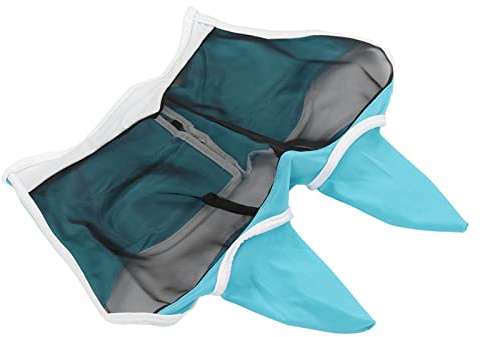 Cryfokt Hästflugmask Mjukt Andas Elastiskt Stickat Tyg Anti Anti Fly Hästmask för Ansiktsöron, Lätt Långvarigt Bärande för Full Synlighet, Draft Horse Flugmask för Hästar (Krok och ögla, Large Blue)