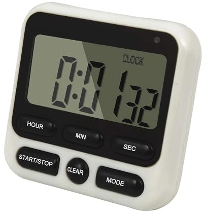 QUMOX Ampio timer da cucina digitale LCD con conto alla rovescia, sveglia, 24 ore, magnetico (Nero)