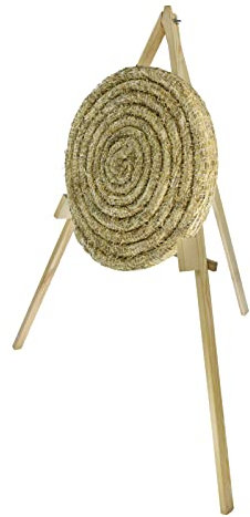 Runde Strohscheibe Deluxe - Ø 80 cm x 8 cm - Zielscheibe - Farbe: Natur + Holzständer S170; Zubehör für Bogenschießen, Pfeil und Bogen, Bogensport