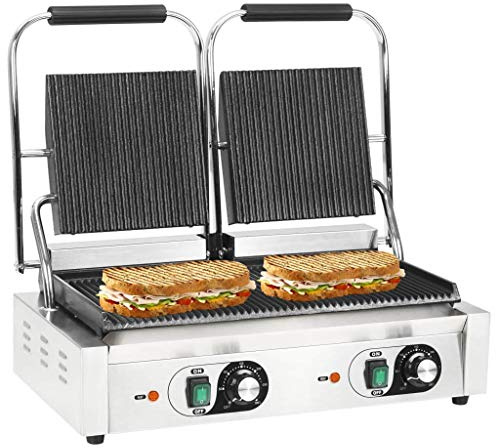 Festnigh Doppia Griglia Scanalata per Panini e Sandwich Professionale 3600W 58x41x19cm