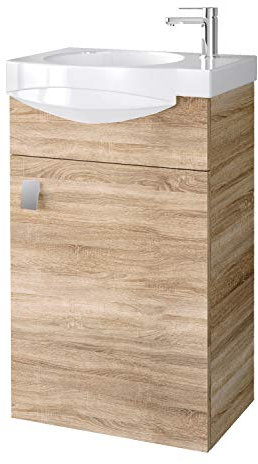 Planetmöbel Badmöbel Set Waschtisch mit Unterschrank 40 x 60 x 29 cm für Badezimmer, Gäste WC & Bad, Sonoma Eiche