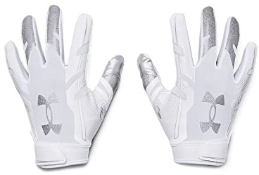 Under Armour Boys' F8 Football Gloves , White (100)/Metallic Silver , Youth Medium