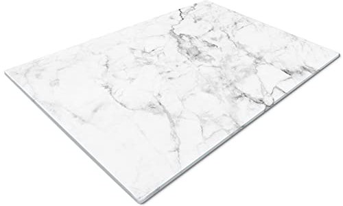 Glass Worktop Savers | Worktop Protectors Heat Resistant | Large White Marble Cool Chopping Board
