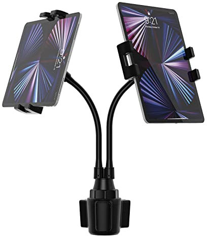 Tablet Halterung Auto Getränkehalter, woleyi Verstellbare KFZ Tablet Becherhalter mit Schwanenhals Dual Klemme für iPad Pro 9.7, 11, 12.9 Air Mini, Galaxy Tabs, iPhone, 4-13 Handys & Tablets