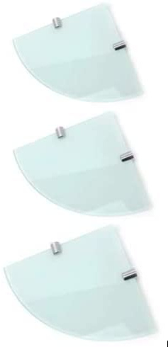 BSM Marketing Eckregal aus gehärtetem Glas, 150 mm, ca. 6 mm dick, Weiß, 3 Stück
