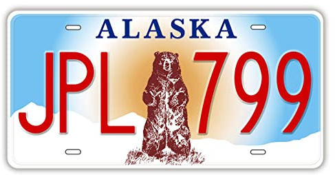 Panguru Replica License Plate of US States, Embossed Novelty Metal Number Tags, Prop Car Registration Plates, 12x6 Inches (Alaska)