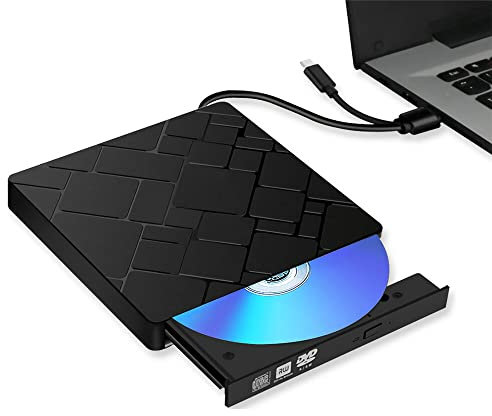 CD DVD Laufwerk, externes CD DVD Laufwerk USB 3.0 Typ-C Portable Slim CD/DVD RW Disc Drive Rewriter Brenner Floppy Super Drive Writer/Player für Laptop Desktop PC