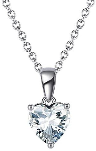 Bellitia Jewelry 925 sterlingsilver hjärta halsband januari månadssten ädelsten hänge med granat, årsdag födelsedagspresent fina smycken presenter till kvinnor flickor, Kubisk zirkonia