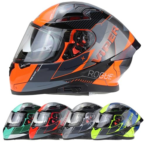 ViPER Men's Rsv95 Full-Face Helmet - Rogue Black Orange - L