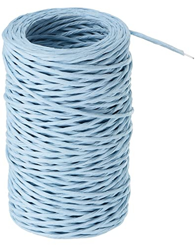 PATIKIL 164 Feet Floral Bind Wire Wrap Twine, 2mm Florist Wire Iron Wire Paper Covered Vine Wrapping Binding Wire for Flower Bouquets, Blue