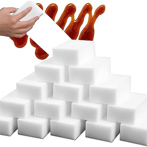 QUTBAG 100 Stück magischer Schwamm-Radiergummi, Nano-Radiergummi-Schwamm, Multi-Oberflächen-Haushaltsreinigungs-Küchengeschirrschwämme, Kratzfeste Scheuerschwamm-Pads für Küche Auto Waschbecken