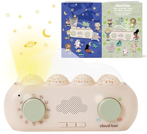 Cloud b Storybox Kinder Geschichtenerzähler Projektor | Einschlafhilfe mit 36 Geschichten, Melodien & weißem Rauschen | Sternenlicht Nachtlicht & Aufnahmefunktion | Zweisprachig Deutsch/Englisch
