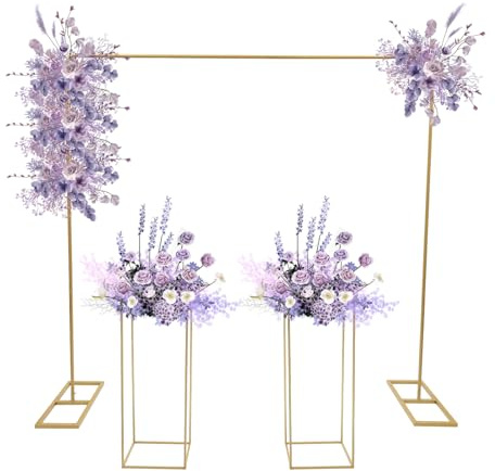 Ciounmb Ballonständer, Hochzeitsständer, Hochzeitskulissenständer, Metall Ballonbogen Ständer, Hochzeitsbogen, Luftballon Bogen Gestell, Traubogen Hochzeit (Gold 2*2m+27*27*80cm)