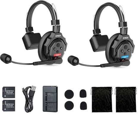 SYNCO XTALK X2 Wireless Intercom Headset System, 2.4GHz Communication Headset for 2-Person with 24H Workingtime 350M/1148FT, Xtalk-Communication-Headsets-Intercom