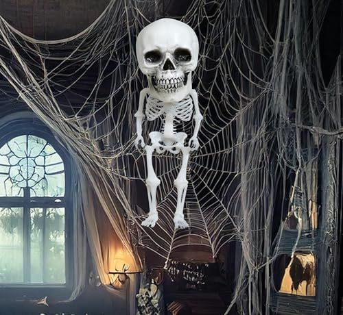 FIESTAS GUIRCA | Anhänger Skelett Kopf (15 cm) – Halloween-Dekoration für Partys und Feiern – ideal für gruselige Umgebungen und Skelett-Thematiken – Weiß
