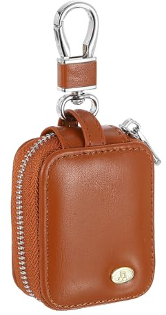 sourcing map Earbuds Cases, Earphone Case Holder, PU Leather Ear Buds Case Zipper Organizer Small with Mesh Pocket for USB Cable, Wireless Wired Earphones, Brown