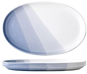 MELY Oval Plates,Fish Plate Household Utility Fruit Plate Gradient Colored Plates, Retro Plate Vegetable Salad Plate Round Plate Household Plate