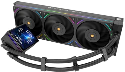 TR Hyper Vision 360 UB ARGB Schwarz AIO CPU Flüssigkeitskühler, für AM5 / Intel LGA1851 / 1700, magnetisch absorbierender LCD-Bildschirm von 3,95 Zoll mit Auflösung von 480 x 480 für Bilder