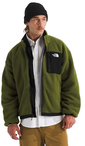 The North Face Men's Yumiori Reversible Jacket - Water & Wind Resistant Coat with Internal Cinch Cord, Secure Zip Pockets, TNF Black/Woodland Green, Small